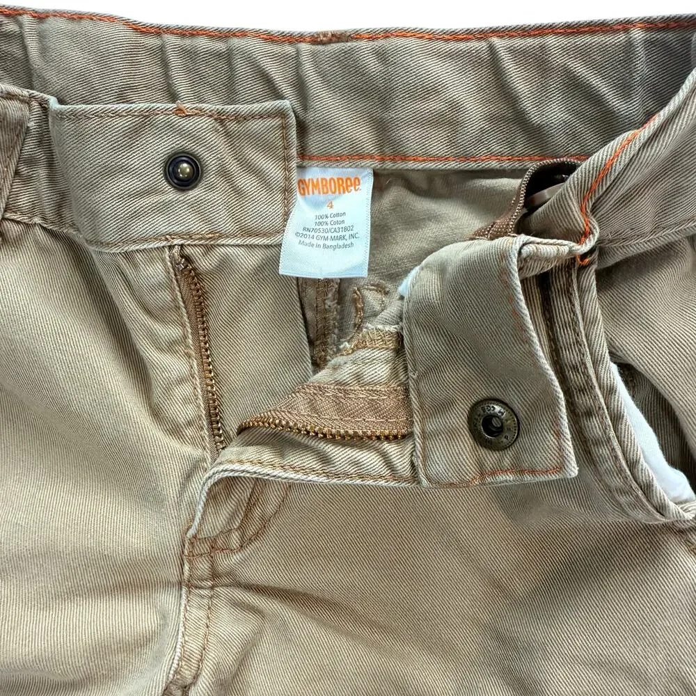 Gymboree Boys Size 4 Cargo Khaki Pants Straight Fit Cotton Casual
